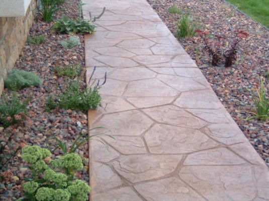 Stamped concrete sidewalk